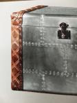 Retro Vintage Leather Storage Trunk Aluminium Sheet Lifted Cover Full Hand Craft
