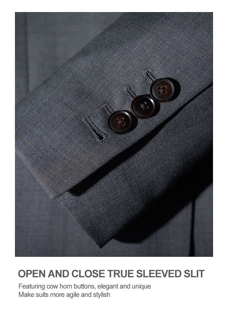 Customized Logo Printing Men's Slim Fit Wool Suit for Formal Groom's Wedding Dress