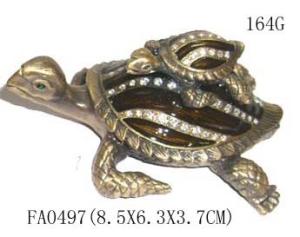 Quality Lovely turtle metal alloy pewter jeweled enameled trinket box wholesale