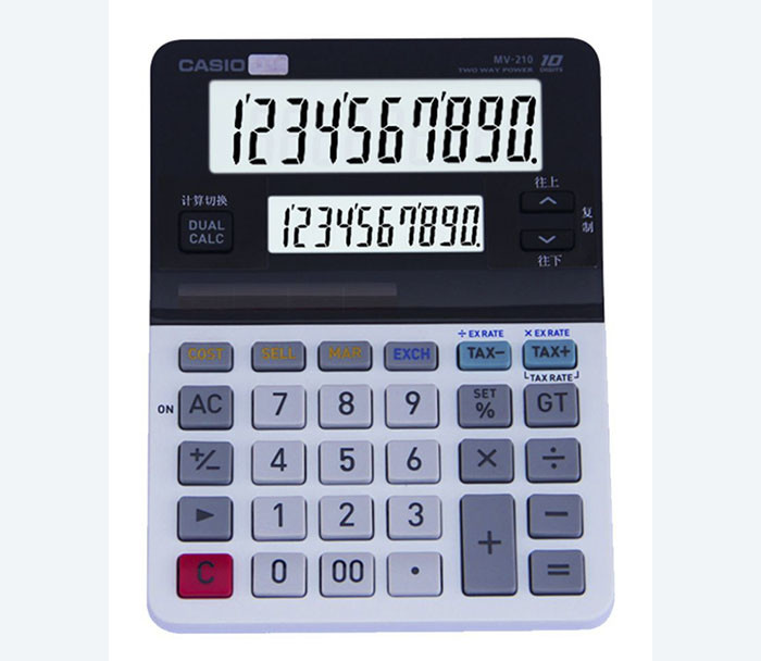 For Casio MV-210 double screen 10 digit display calculator business accounting financial management computer