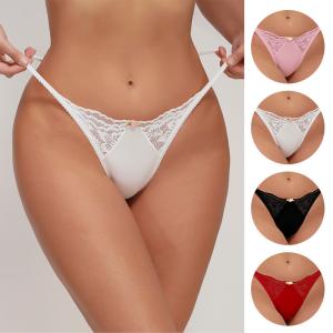 Quality Sexy Lace Underwear G String Thong Underwear Cheeky Lingerie Bikini Brief French Cutting String wholesale