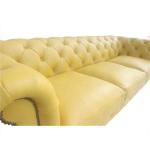 Classic Style Yellow Leather Chesterfield Sofa Office Living Room