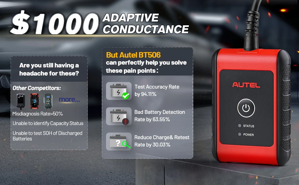 Autel MaxiBAS BT506 Battery Tester / Charging System Diagnostic Tool Compatible with CCA CA EN IEC DIN JIS M