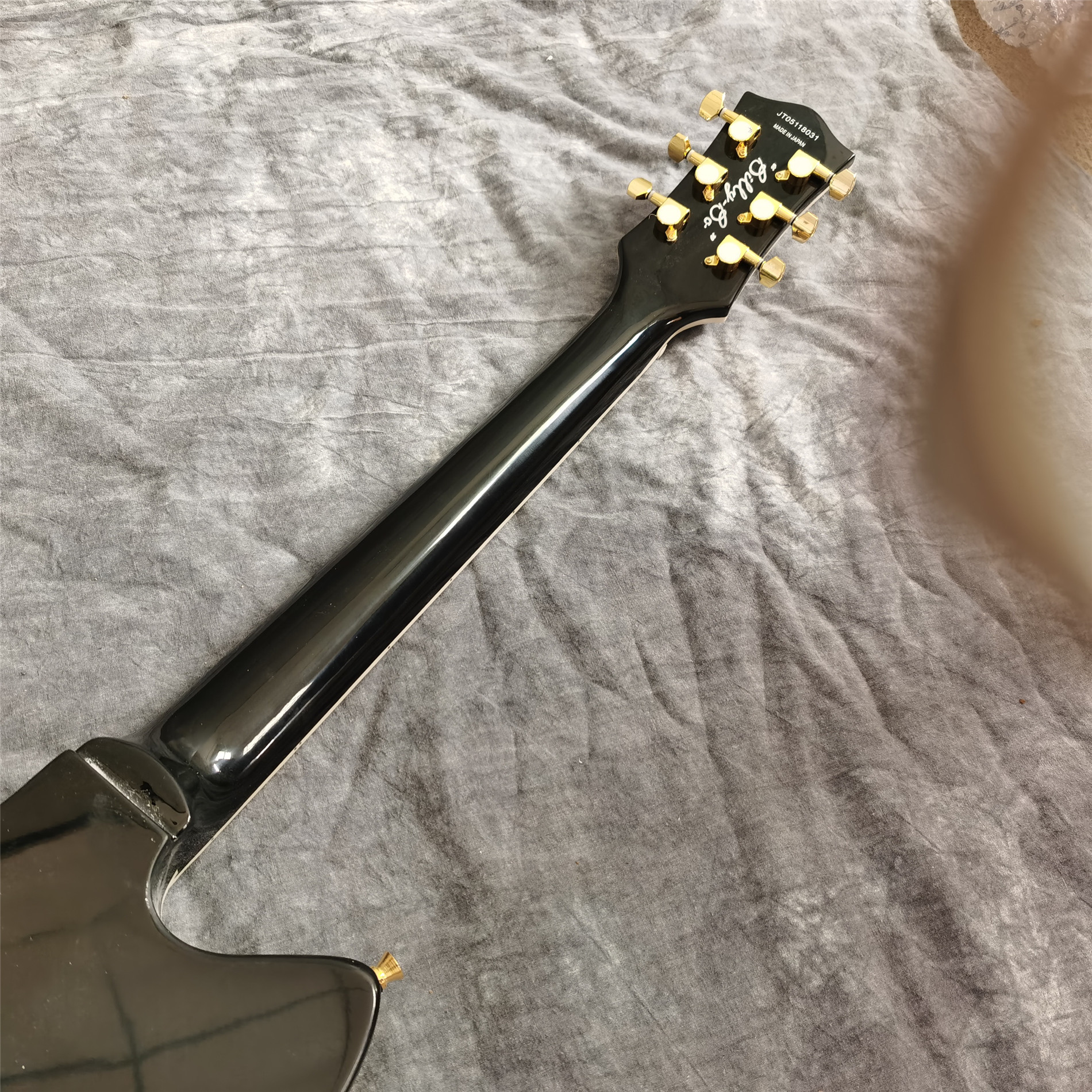 Custom New 6 Strings Black Electric Guitar with Fire Inlays Fingerboard Gold Color Hardware