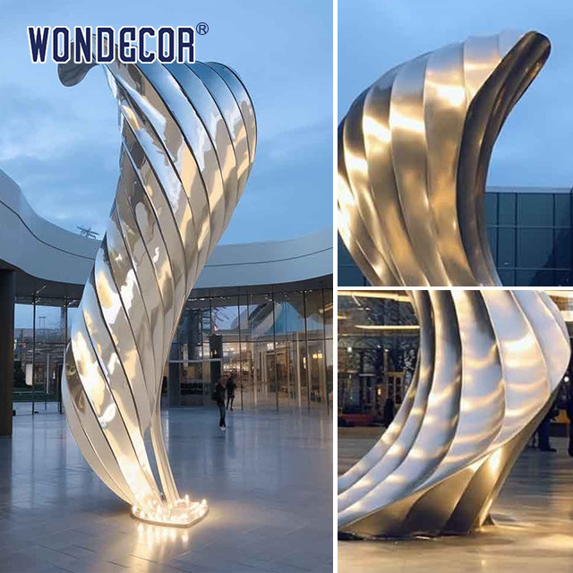 Outdoor Large Modern Mirror Metal Ribbon Art Stainless Steel Sculpture