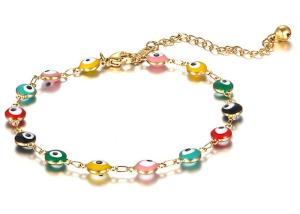 Quality Devil's Eyes Stainless Steel anklet Female 18K gold non-fading eye drops glue anklet spot American anklet Yiwu wholesale wholesale