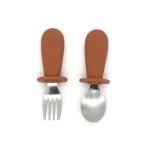 Silver Silicone Baby Cutlery 316 Stainless Steel Material For Kids
