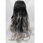 Factory Price Ombre Gray Color Synthetic Lace Front Wigs Wave Style