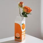 Orange Ceramic Fruit Vase Glass Top Tabletop Home Decor for Post-modern Style
