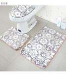 Waterproof Polyester 3pc Bathroom Rug Set Toilet Lid Covers