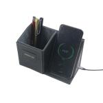 Reusable Wireless Phone Charger Pen Holder , Multiscene Leather Pencil Cup