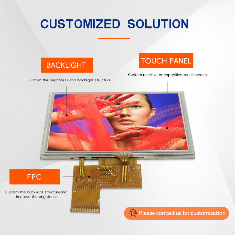 5-inch TFT LCD Display IPS/TN 800 * 480 High-definition RGB Port 40PIN High Brightness Customizable