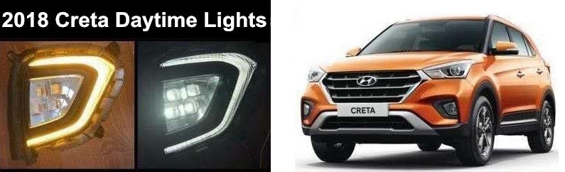 Hyundai Creta 2018 2019 LED Fog Lamps , Daytime Running Lights with Yellow Turn Signal