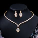 Wholesale Jewelry Set CZ Pendant Necklace Crystal Cubic Zircon Necklace Earrings