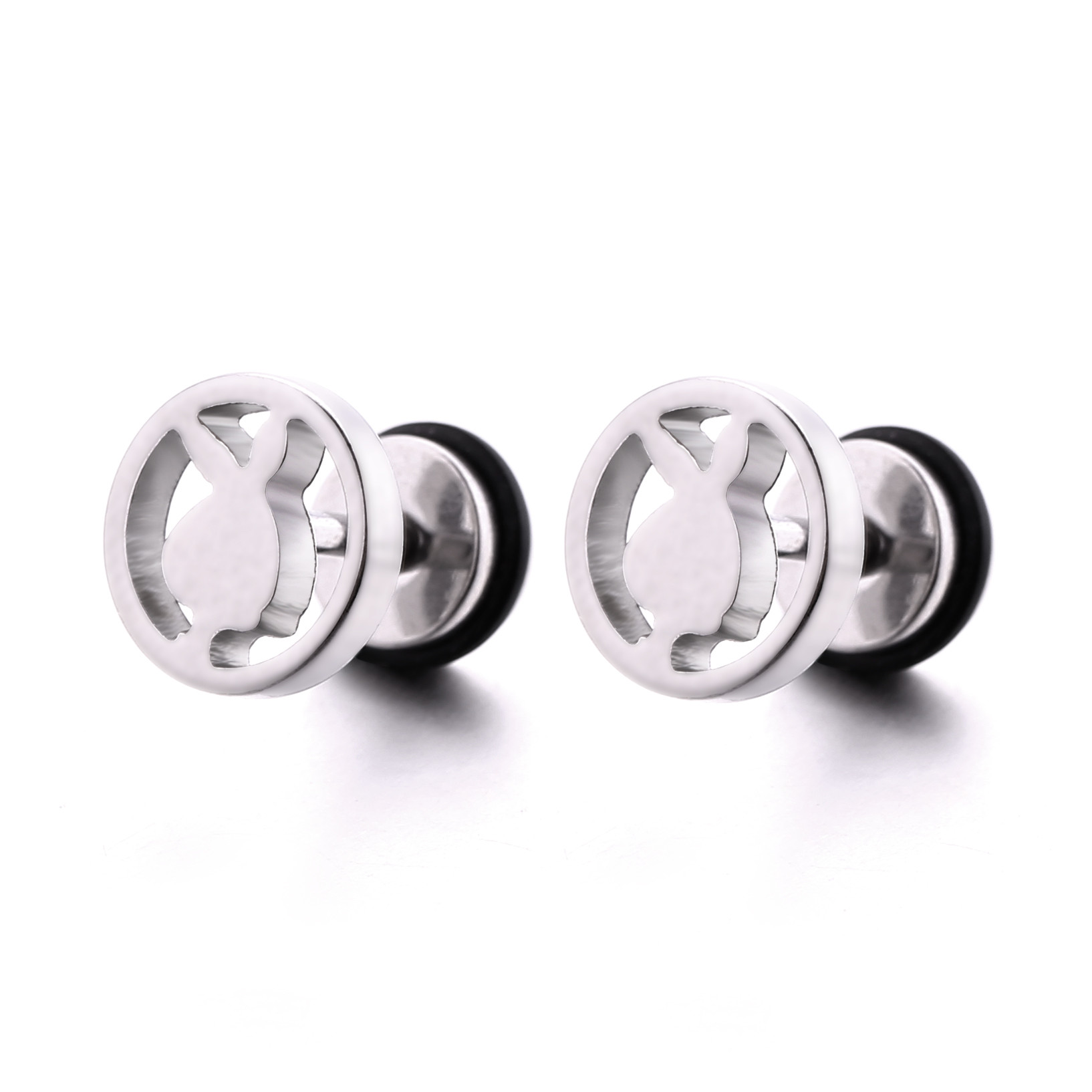 Wholesale cheap price round stud earrings cute rabbit shaped earring for girls