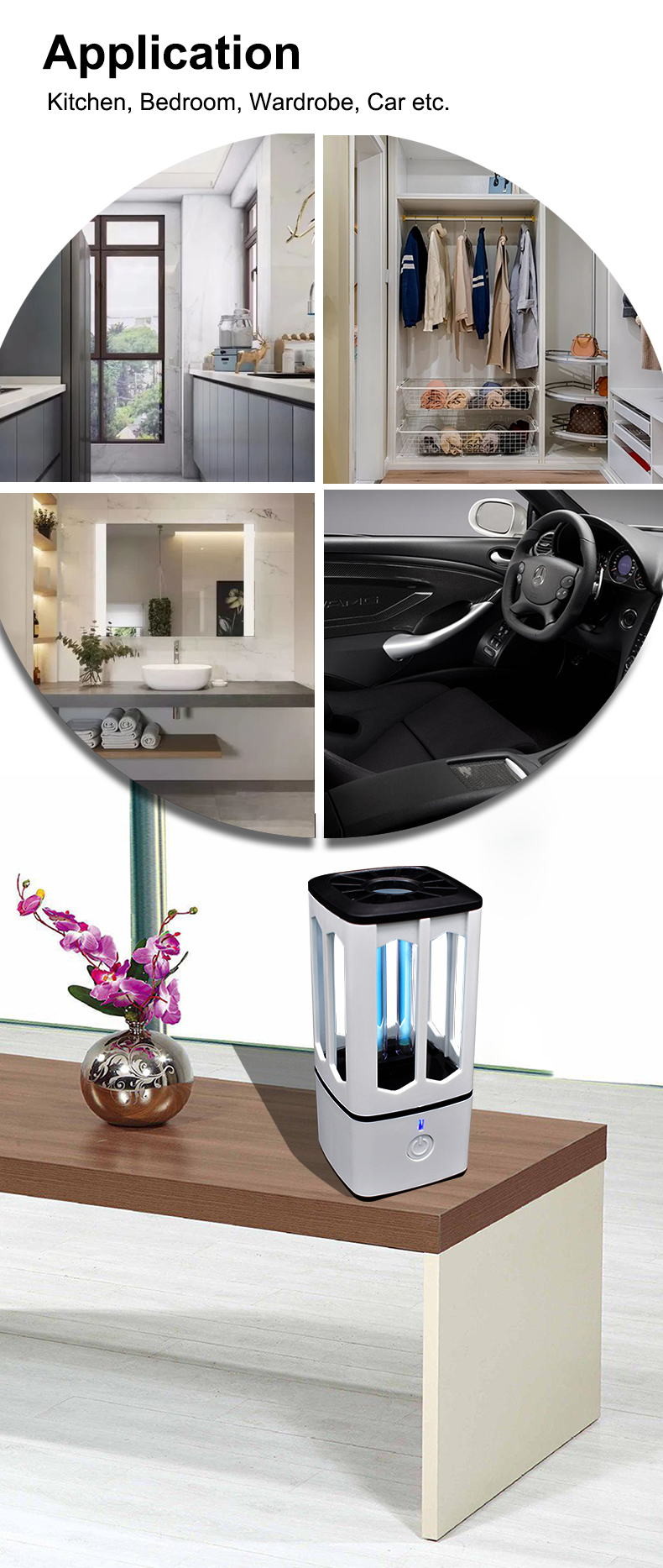 ABS UV Disinfection Products , Uv Light Sterilizer Motion Sensor Safety Application