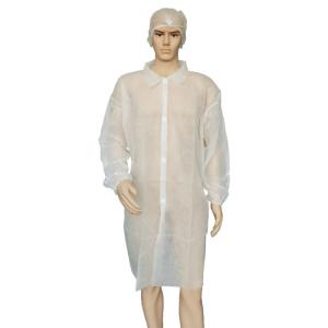 Quality CE Certified Non Woven Visitor Coat Disposable With Velcro Long Sleeves wholesale