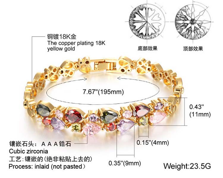 Gorgeous Cubic Zirconia Bracelet for Women Gold Plated Tennis Bracelet (JKS950GOLD)