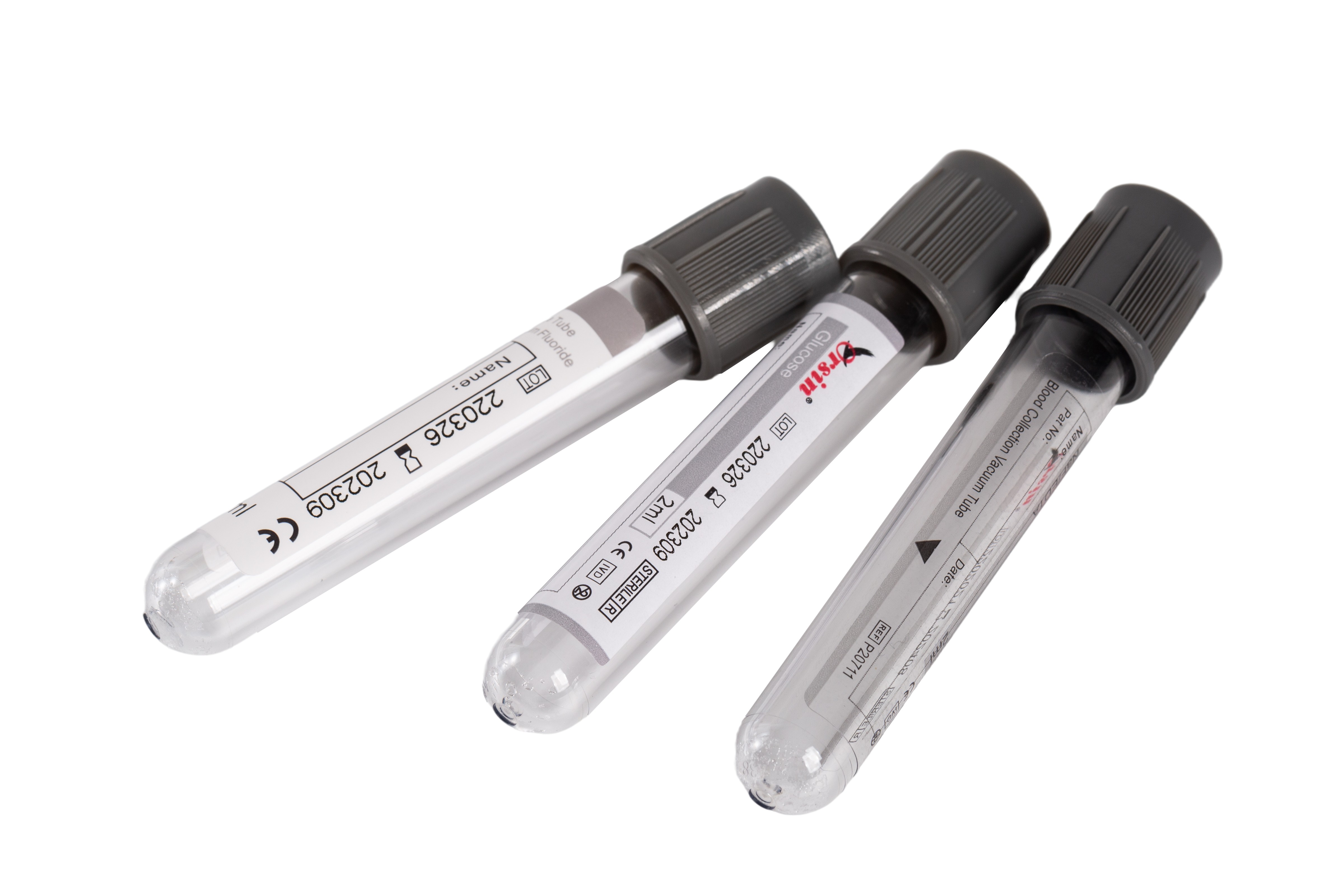 Sodium Fluoride or glucose tube  grey glass or PET material