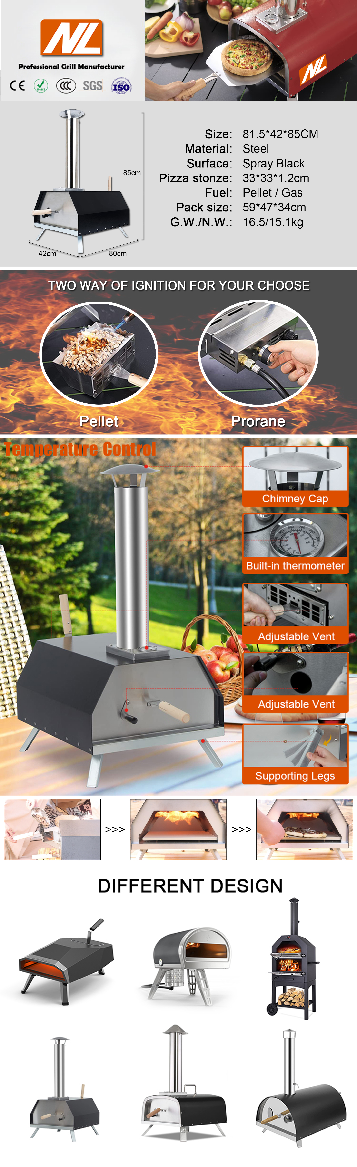 Outdoor Wood Fired Pizza Oven for NO Private Mold Pizzaofen Forno Per Pizza a Legna