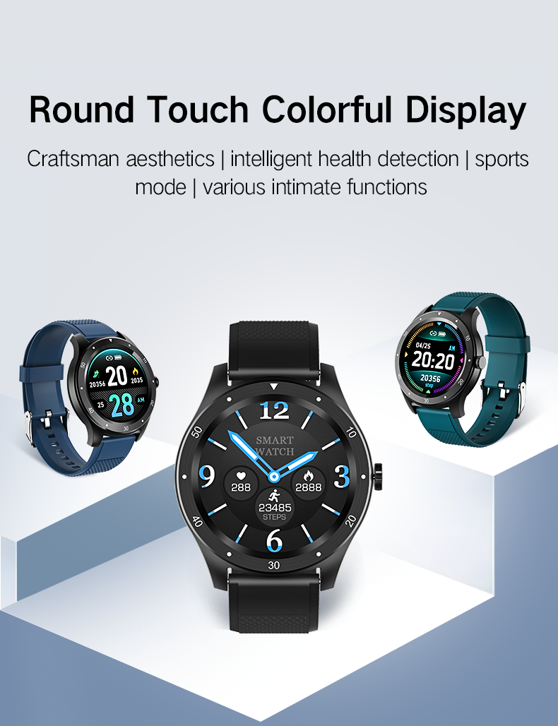 glass ABS PC Health Monitoring Smartwatch Full Touch 200mA BLE 4.0