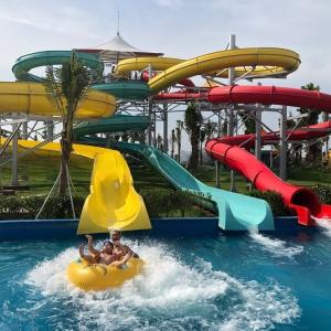 Quality Large Scale Open And Closed Water Slide 95m Length Fade Resistant wholesale
