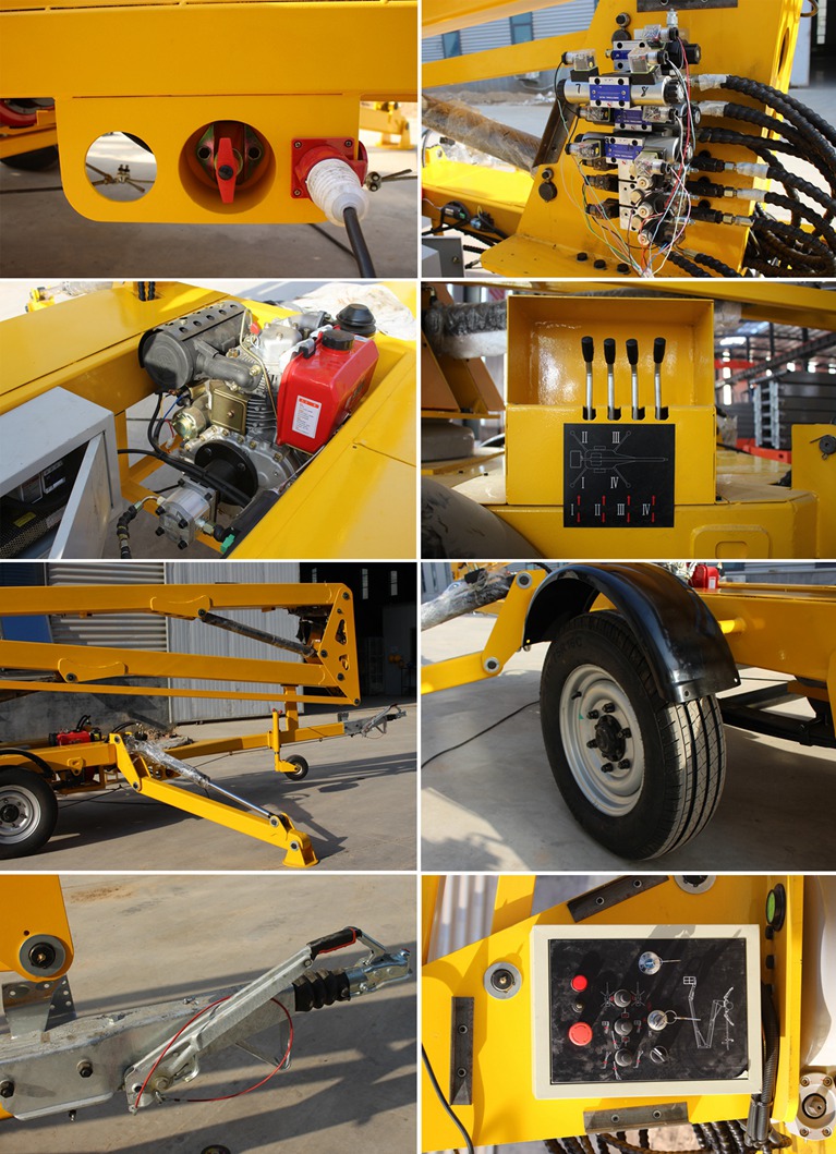 10m Platform Height Diesel Power Articulated Towable Boom Lift Platform