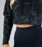 95% Cotton 5% Spandex Women'S Casual Hoodie Sports Activewear Camo Crop Hoodie