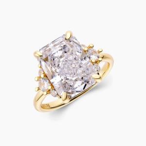 Quality 18K Gold Plated Main Stone CZ Vintage Wedding 925 Sterling Silver Ring for Girls wholesale