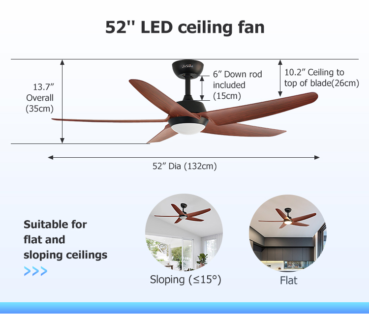 Support Dimmer 52 Inch/OEM 110-220V Nordic Popular Sale ABS Ceiling Fan with DC Motor