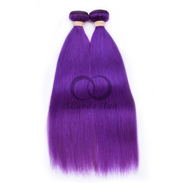 Purple Straight Remy Human Hair Bundles Sew In Weave Bundles Brazilian Bundle Deals