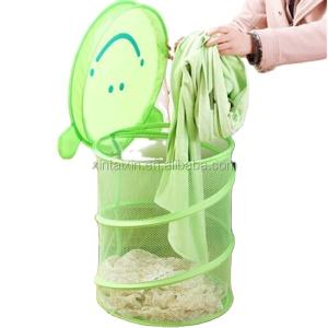 Quality Sublimation Printing Cartoon Round Mesh Laundry Bag With Cover 38*45cm wholesale