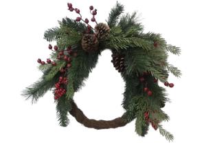 Quality 22”Front Door Christmas Wreath With Conifers And Pine Cone wholesale