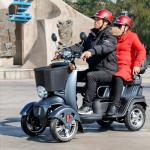 Household four-wheel electric vehicle small scooter three-seat adjustable