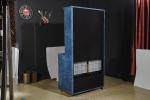 Top Grain Leather Wine Fridge Cabinet , Blue Bar Cabinet With Wine Storage