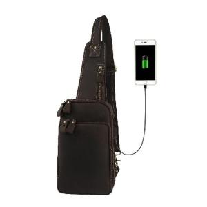 Quality Vintage Men'S Crazy Horse Leather Business USB Sling Bag wholesale
