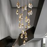Nordic diamond chandelier Luxury Crystal Light New Design Gold staircase