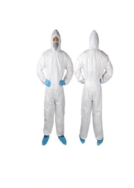 Fluid Resistant Disposable Coverall Suit With Elastic Hood / Cuff / Waist /