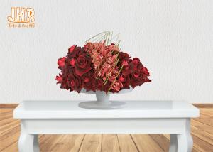 Quality Footed Glossy White Fiberglass Centerpiece Table Vases Flower Serving Bowl wholesale
