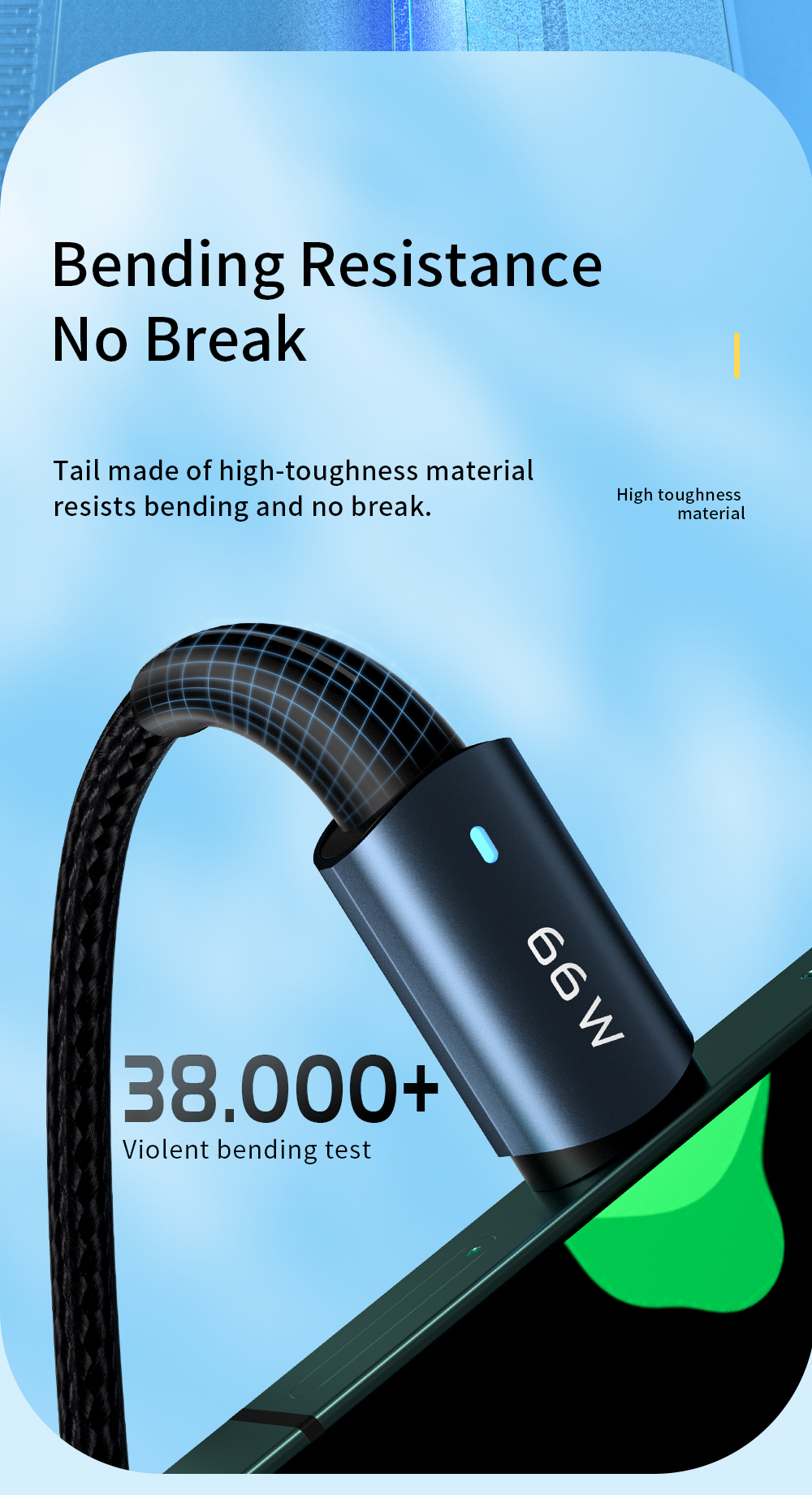 Essager Sunset Super Charge USB A To C Data Cable USB2.0 6A PD 66W