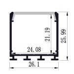 Silver Aluminum LED Strip Light Profile 26*26mm Suspended Mounted