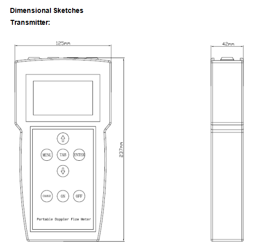 Handheld Portable Type Battery Power TF1100-EH Transit-Time Ultrasonic Flowmeter