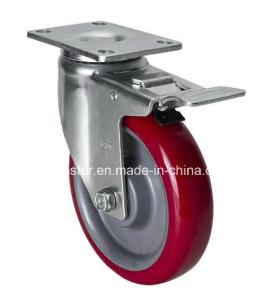 Quality 5&quot; 150kg Plate Brake TPU Caster Edl Medium Bearing Type Ball Bearing wholesale