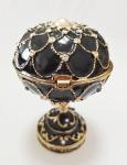 Hand Painted Enameled Blace Faberge Egg Decorative Hinged Jewelry Trinket Box