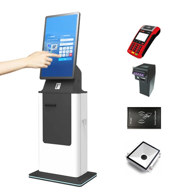 Check In Kiosk Touch Screen Self Service Payment Kiosk Machine With QR Scanner And Printer