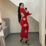 Splicing Ripped Womens Party Maxi Dresses