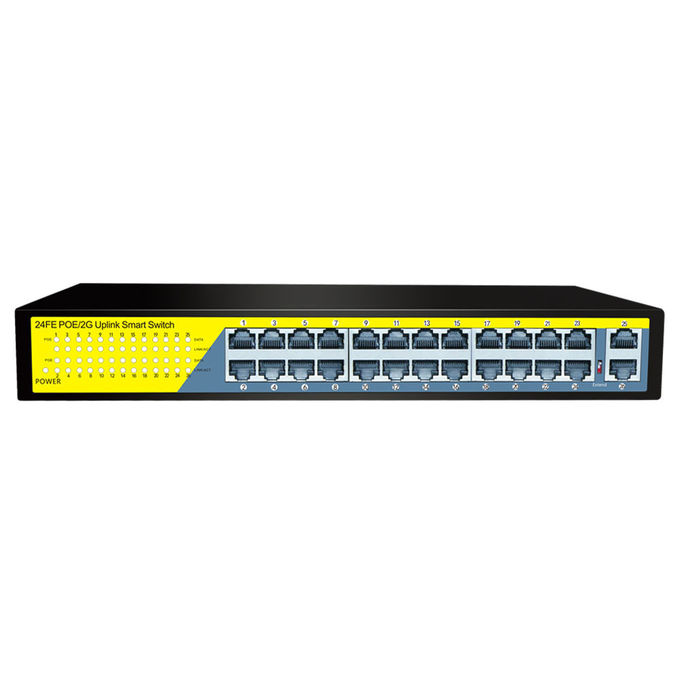 High quality RACK Type 24port POE+2xGE UPlink POE Etherent switch 250m for IP Camera ip phone