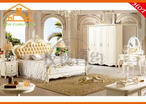 Quality antique cheap european style home furniture High quality leather Wood carving display home bedroom furniture set wholesale