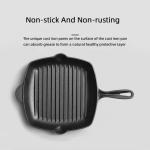 Kitchen Cooking Grill Steak Non Stick Cast Iron With Wooden Handle
