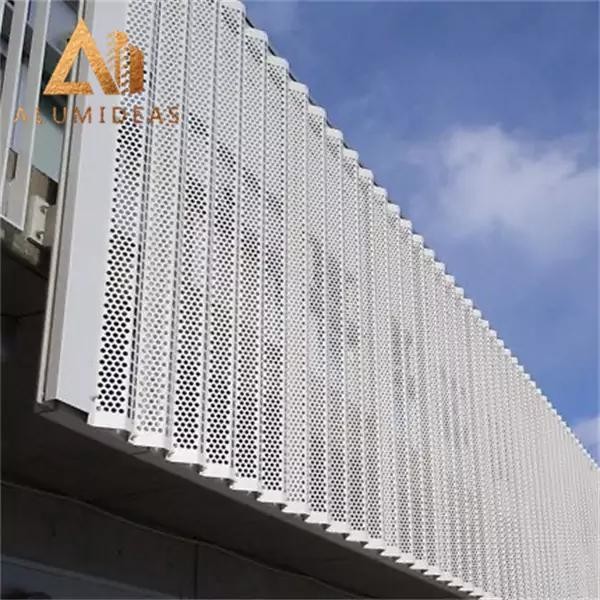 Corrugated aluminum facade